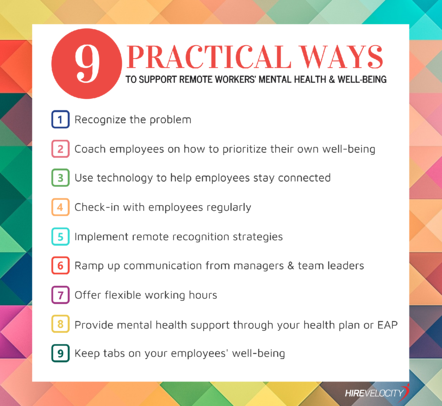 Infographic on 9 practical ways to support remote workers mental health and wellbeing
