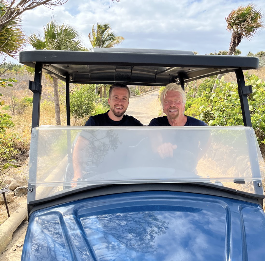 Jack Delosa & Richard Branson in a Buggy