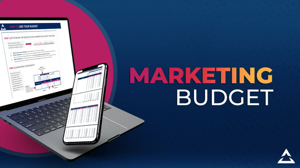 Marketing budget template on a laptop
