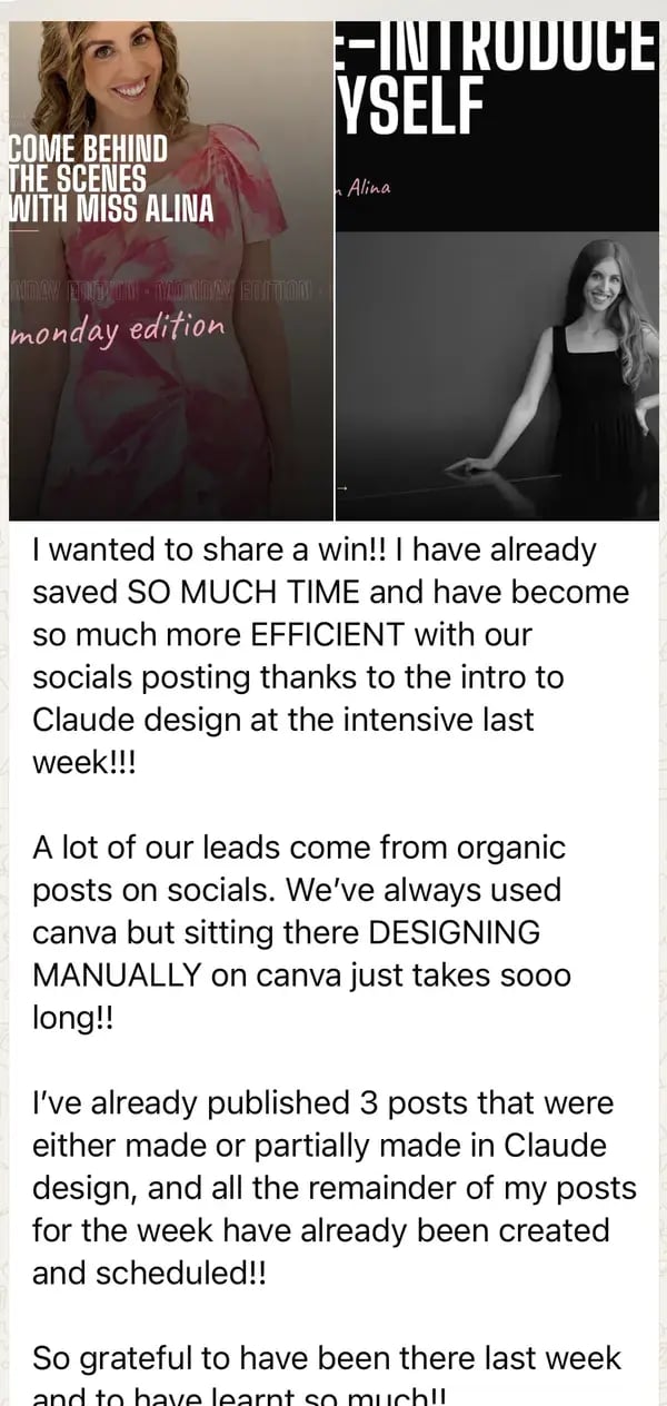 Member saves hours on social media content using Claude Design