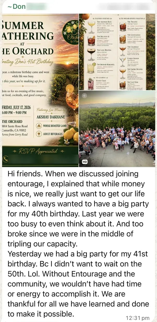 Member finally has the time and energy to throw a big birthday celebration