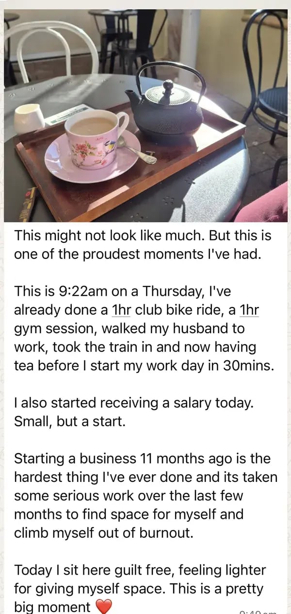 Member climbs out of burnout and starts paying themselves a salary
