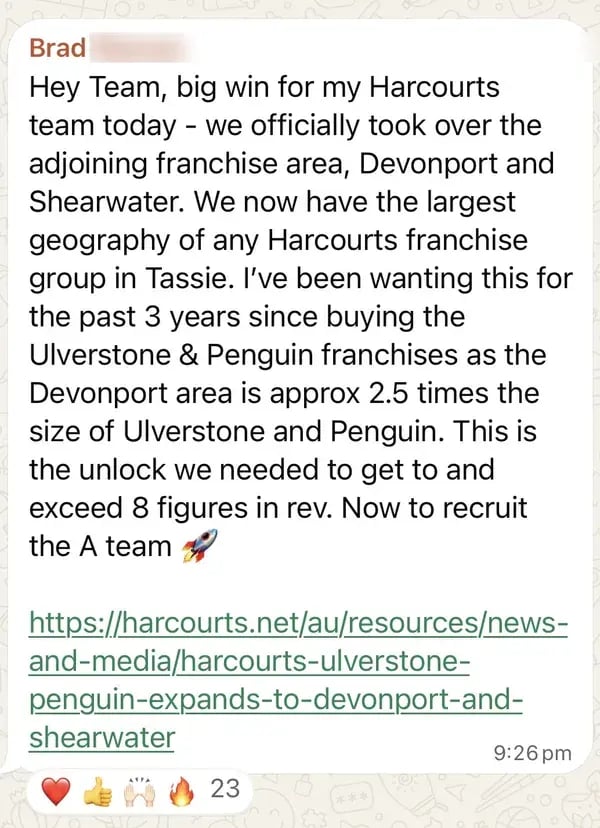 Real estate team takes over a neighbouring franchise area, becoming the largest in Tasmania