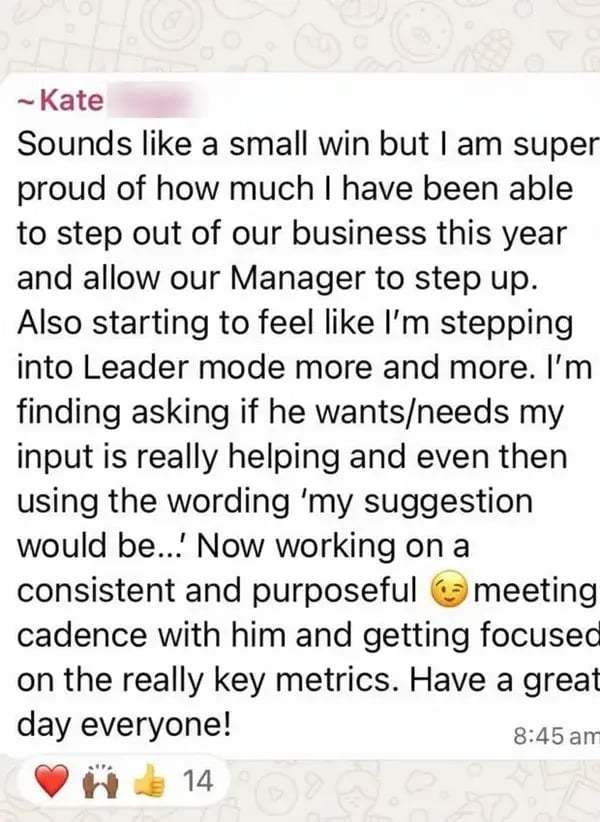 Member steps out of the business as their manager steps up