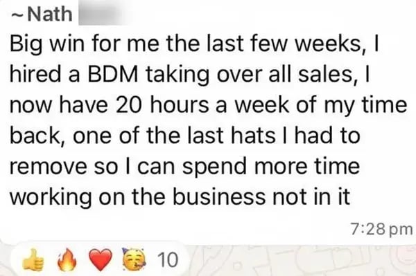 Member hires a BDM and gets 20 hours a week back