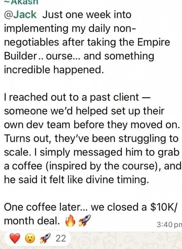 Member closes a $10K/month deal over one coffee