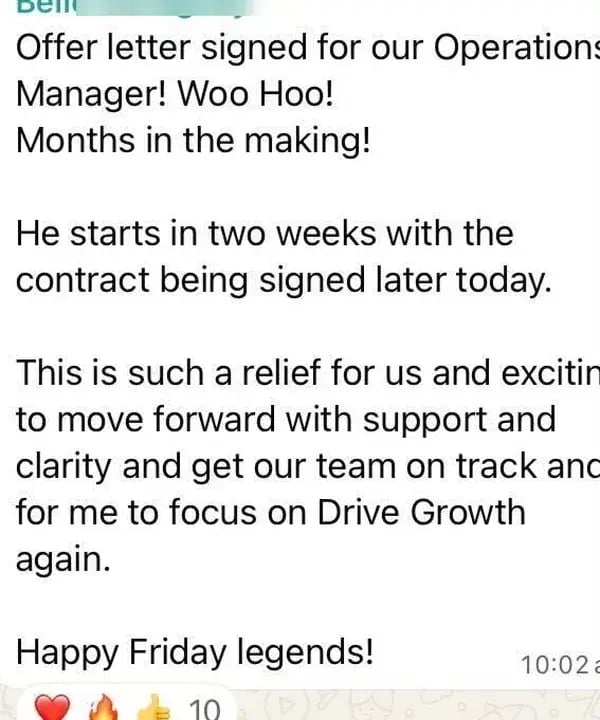 Member signs an Operations Manager after months of searching