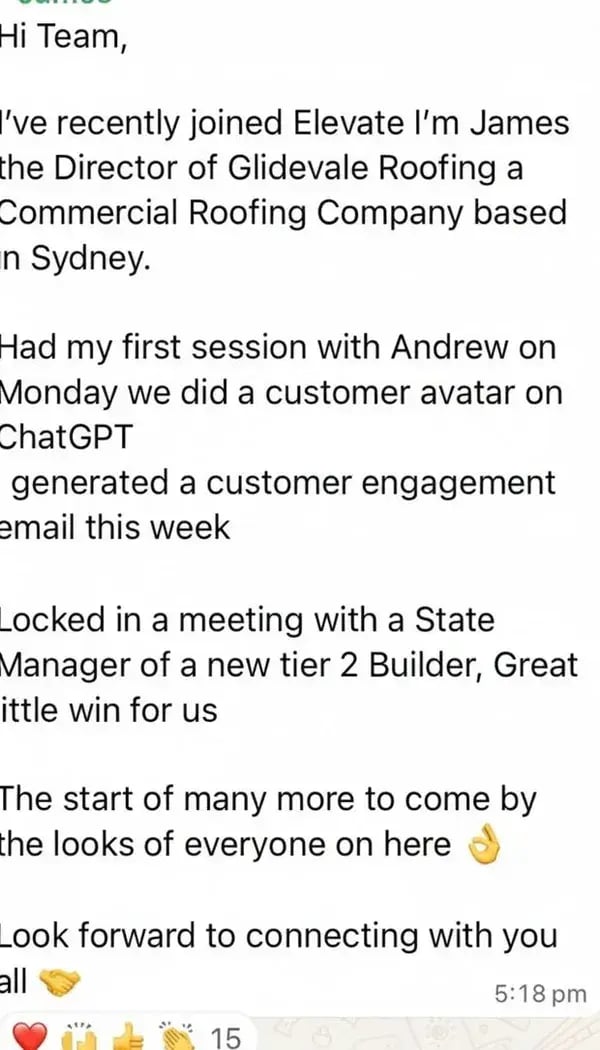 New member locks in a meeting with a tier 2 builder